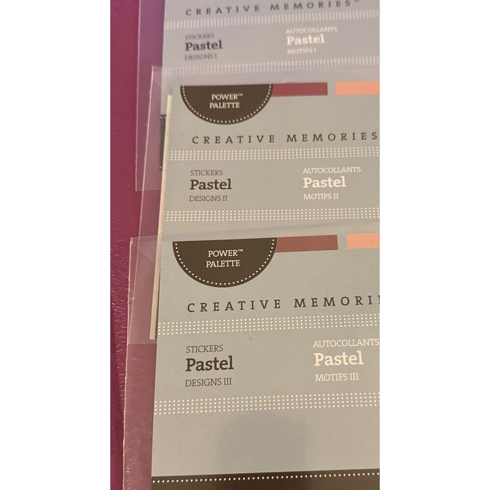 Creative Memories Pastel DESIGNS 1, 2, & 3 Power Palette Stickers Sets, 3 sheets